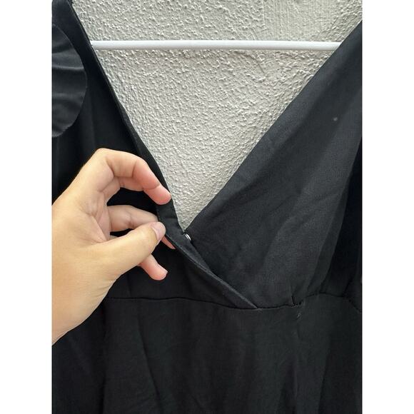 Womens Maxi Dress Size Small Black Nomani Flutter Sleeve V-Neck Low Cut Back - Picture 4 of 13